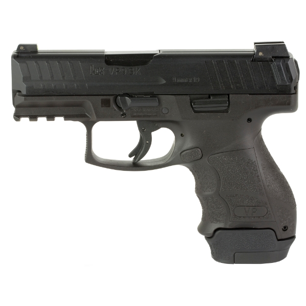 Picture of HK VP9SK-B - Striker Fired - Semi-automatic - Polymer Frame Pistol - Sub-Compact - 9MM - 3.39" Barrel - Matte Finish - Black - Night Sights - 13 Rounds - 3 Magazines - (1)-15 Rounds and (2)-12 Rounds 81000807