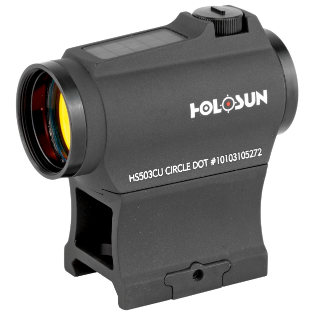 Picture of Holosun Technologies Micro Red Dot - 2MOA Dot Only or a 2MOA Dot with 65MOA Circle - Solar With Internal Battery - Includes Low and Lower 1/3 Co-Witness Mount - Housing Shrouds for Windage and Elevation Turrets - Fits 1913 Picatinny Rail - Black HS503CU