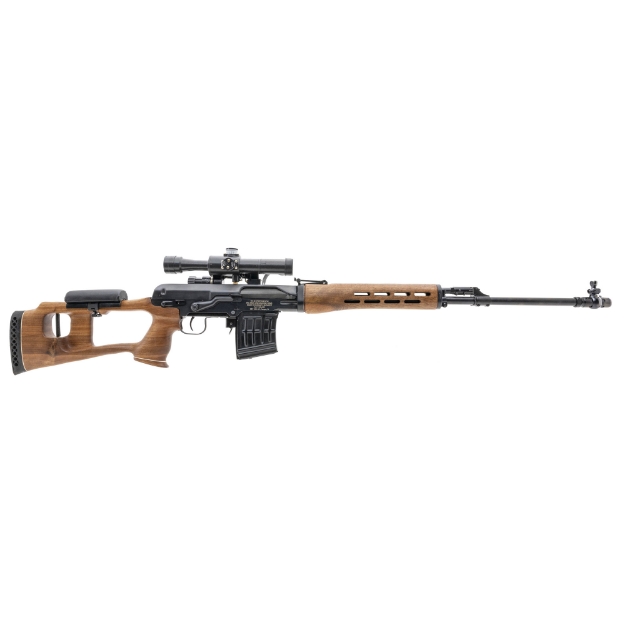 Picture of B&T HD-18 Sporting Rifle - Dragunov - Semi-automatic Rifle - AK-47 - 7.62X54R - 24" Barrel - Modular Muzzle Device - MLOK Handguard - Matte Finish - Black - Sporter Style Wooden Buttstock - 2 Magazines - 10 Rounds - Includes PSO1-MS Scope - Cheek Riser - Elongated Flash Hider FEG-HD18