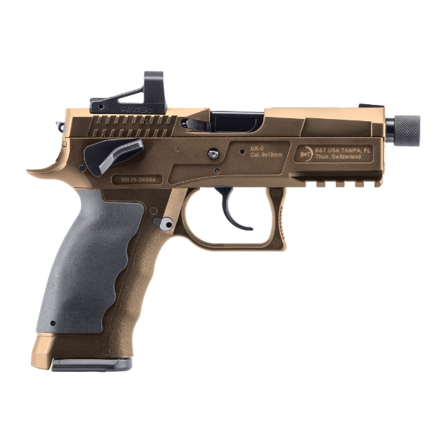 Picture of B&T MKII - Semi-automatic Pistol - Single Action Only - Polymer Frame - Full Size - 9MM - 4.3" Threaded Barrel - Coyote Tan - Adjustable Sights - Optics Ready (Shield RMS Cut) - Ambidextrous Safety - 17 Rounds - 1 Magazine BT-510001-CT