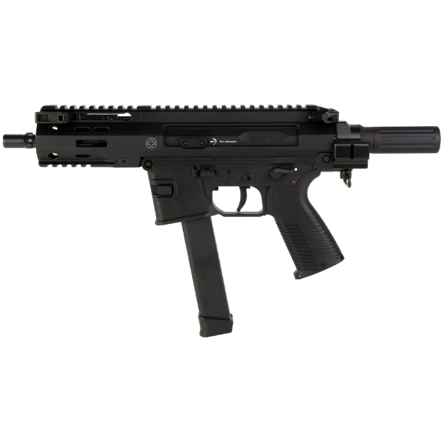 Picture of B&T SPC9 - Semi-automatic Pistol - 9MM - 5.9" Barrel - Threaded And 3-Lug Muzzle - Polymer Receiver - Black - Ambidextrous Controls/Safety - Front/Rear Flip Sights - Glock Magazine Compatible - 32 Rounds - 1 Magazine - Includes Hard Case - Telescoping Brace Adapter BT-500003-PDW-G