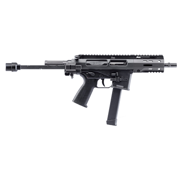 Picture of B&T SPC9 - Semi-automatic Pistol - 9MM - 8.9" Barrel - 3-Lug Muzzle - Polymer Receiver - Black - Ambidextrous Controls/Safety - Front/Rear Flip Up Sights - Glock Magazine Compatible - 32 Rounds - 1 Magazine - Includes Hard Case BT-500003-G
