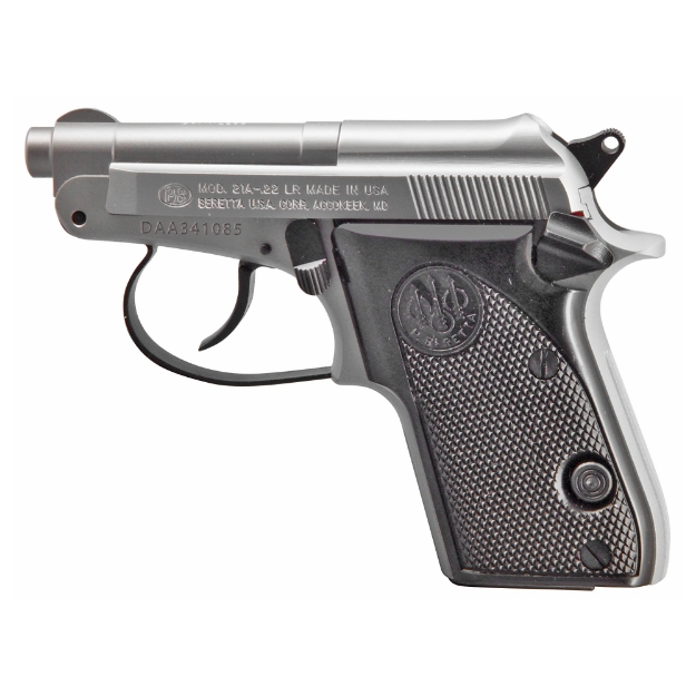 Picture of Beretta 21 Bobcat - Double Action/Single Action - Semi-automatic - Metal Frame Pistol - 22LR - 2.4" Barrel - Alloy - Stainless Finish - Plastic Grips - Fixed Sights - 7 Rounds - 1 Magazine J212500