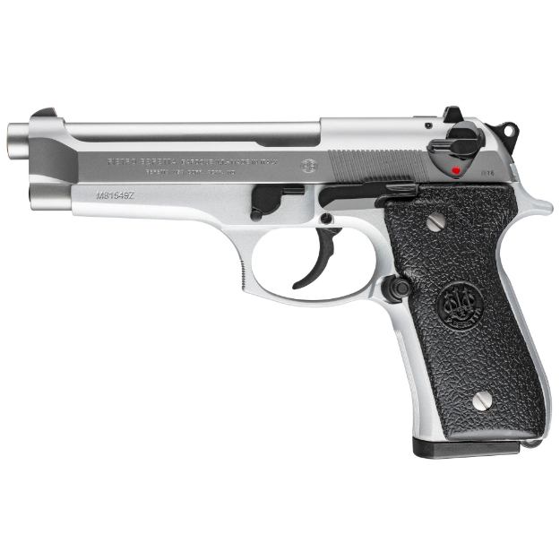 Picture of Beretta 92FS - Double Action/Single Action - Semi-automatic - Metal Frame Pistol - Full Size - 9MM - 4.9" Barrel - Alloy - Stainless Finish - 10 Rounds - 2 Magazines JS92F520