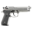 Picture of Beretta 92FS - INOX - Double Action/Single Action - Semi-automatic - Metal Frame Pistol - Full Size - 9MM - 4.9" Barrel - Silver INOX Finish - Rubber Grips - 3 Dot Sights - 10 Rounds - 2 Magazines JS92F510CA