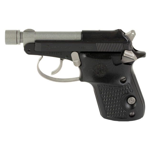 Picture of Beretta Bobcat 21A Silver-Black Gorilla - Double Action/Single Action - Semi-automatic - Metal Frame Pistol - 22LR - 2.9" Threaded Barrel - Aluminum - Cerakote Finish - Silver/Black Gorilla - G10 Grips - 7 Rounds - 1 Magazine SPEC0697A
