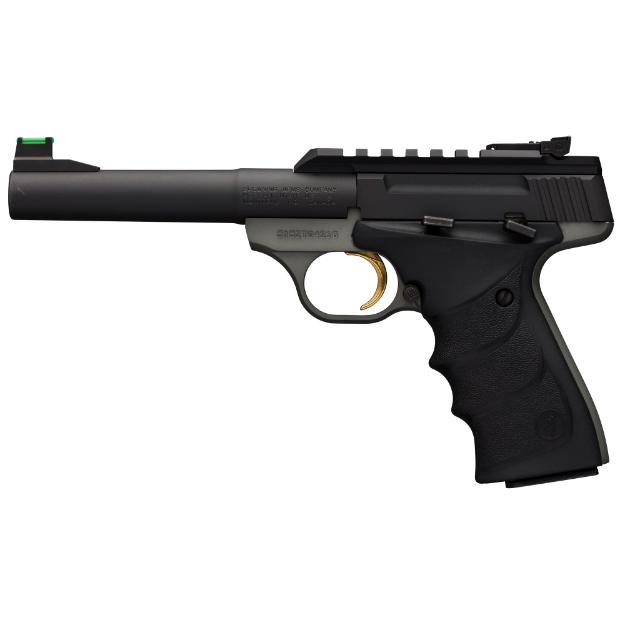 Picture of Browning Buck Mark Plus Practical - Semi-automatic - Metal Frame Pistol - 22LR - 5.5" Bull Barrel - Aluminum - Black - URX Grips - Fiber Optic Front Sight - Optic Rail - 10 Rounds - 1 Magazine 051530490