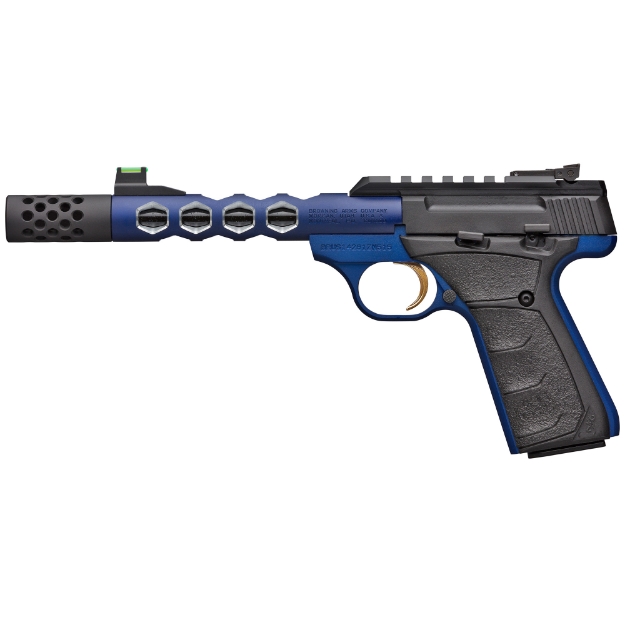 Picture of Browning Buck Mark Vision - Semi-automatic - Metal Frame Pistol - 22LR - 5.875" Threaded Barrel - Threaded 1/2x28 - Muzzle Brake - Aluminum - Anodized Finish - Blue - URX Rubber Grips - Adjustable Rear/Fiber Optic Front Sight - 10 Rounds - 2 Magazines 051562490