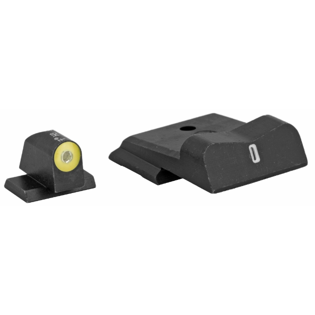 Picture of XS Sights DXT2 Big Dot Tritium Front - White Stripe Express Rear - Fits S&W M&P SHIELD - Green with Yellow Outline SW-0030S-5Y