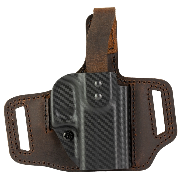 Picture of Versacarry Insurgent Thumb Break - Outside Waistband Holster - Right Hand - Fits Glock 43/43X - Distressed Leather and Polymer - Brown INSTCF201G43