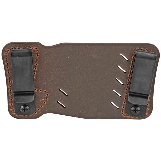 Picture of Versacarry Orion IWB/OWB Holster - Fits Most Single Stack and Sub-Compact Semi-Automatic Pistols - Distressed Brown Color - Water Buffalo Leather - Right Hand 22103