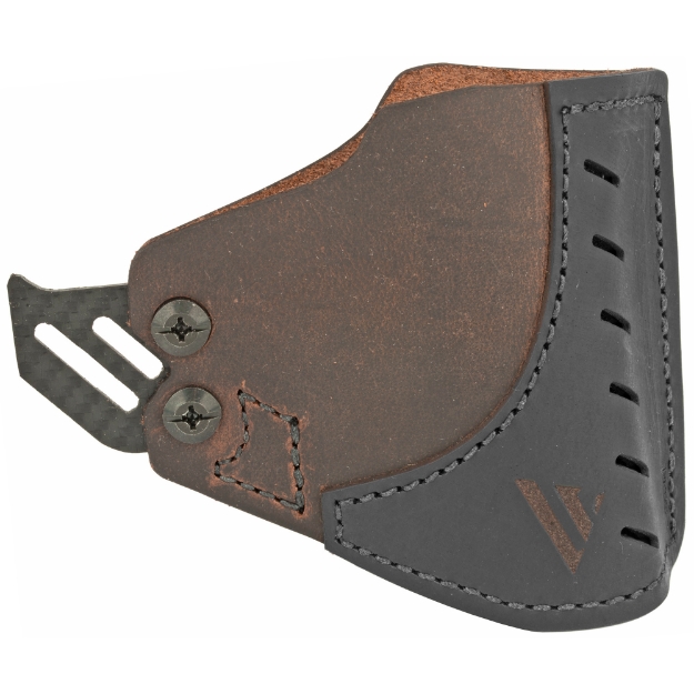 Picture of Versacarry Pocket Holster - Fits Most Single Stack and Sub-Compact Semi-Automatic Pistols - Black and Distressed Brown Color - Water Buffalo Leather - w/ Kydex Retention Hooks - Ambidextrous PK23