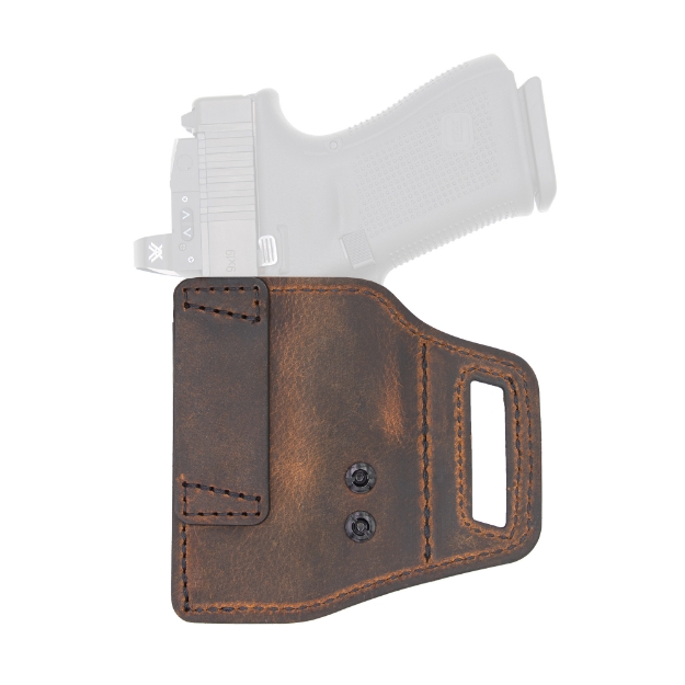 Picture of Versacarry V-Slide - Belt Slide Holster - Right Hand - Fits Glock 19 - Distressed Leather and Polymer - Brown VSL211G19