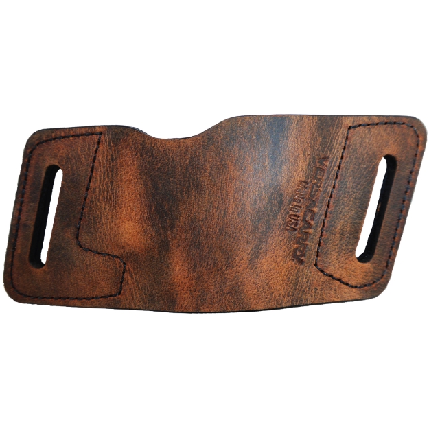 Picture of Versacarry Water Buffalo Quick Slide Belt Slide Holster - Fits Most Double Stacked Semi-Automatic Pistols - Ambidextrous - Distressed Brown Leather WBAOWB21