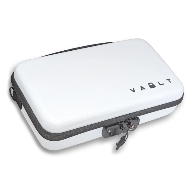 Picture of Vault Case Case Secure - Velcro Flex Panels - Elastic Holders - Combination Style Locking Mechanism - 11"x6.5" - Faux White Carbon Fiber Outer Shell - Includes Detachable Shoulder Strap VLTSECBNWHITE