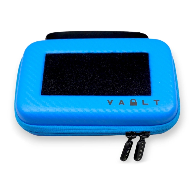 Picture of Vault Case Nano - Mini Case - 3 Removable Flex Panels - Velcro Top Lid Patch Panel - 7"x4.5"x2" - Faux Blue Carbon Fiber Outer Shell VLTNANOBLUCBN