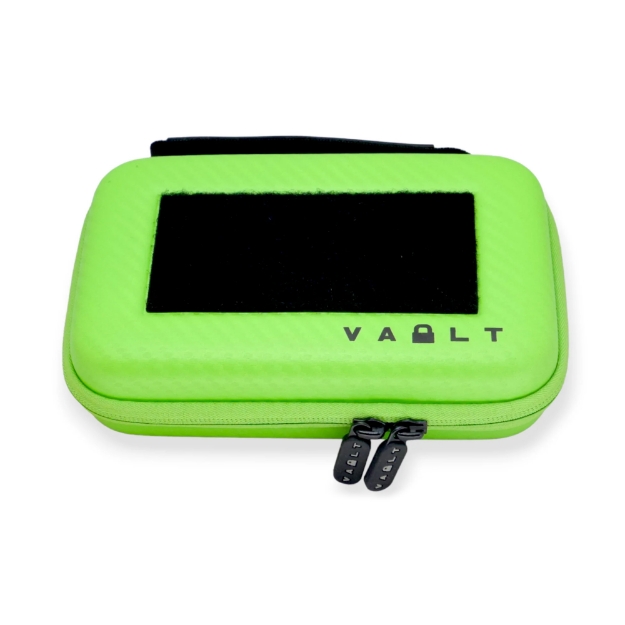 Picture of Vault Case Nano - Mini Case - 3 Removable Flex Panels - Velcro Top Lid Patch Panel - 7"x4.5"x2" - Faux Green Carbon Fiber Outer Shell VLTNANOGRNCBN