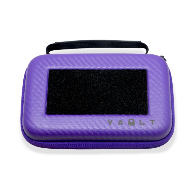 Picture of Vault Case Nano - Mini Case - 3 Removable Flex Panels - Velcro Top Lid Patch Panel - 7"x4.5"x2" - Faux Purple  Carbon Fiber Outer Shell VLTNANOPRPCBN