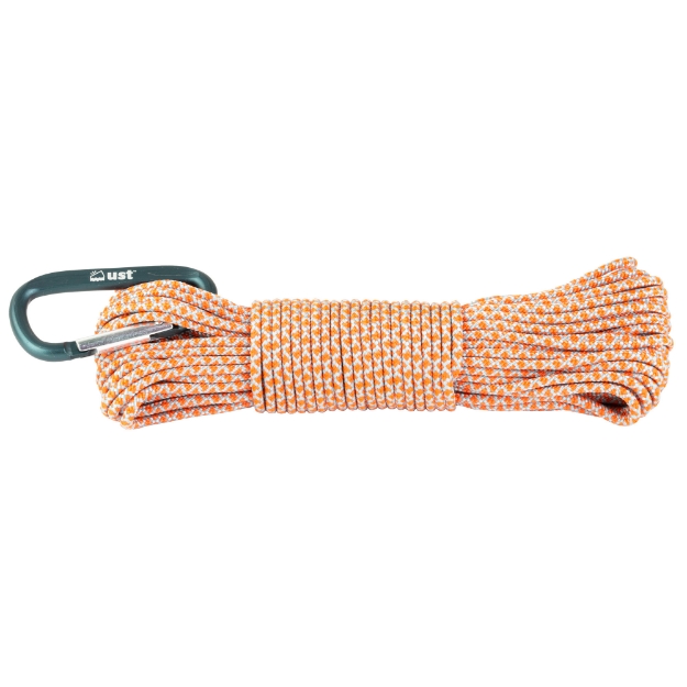 Picture of UST - Ultimate Survival Technologies Para 325 Utility Cord - 50 Foot - 100% Nylon - Includes Carabiner - Orange 1149168