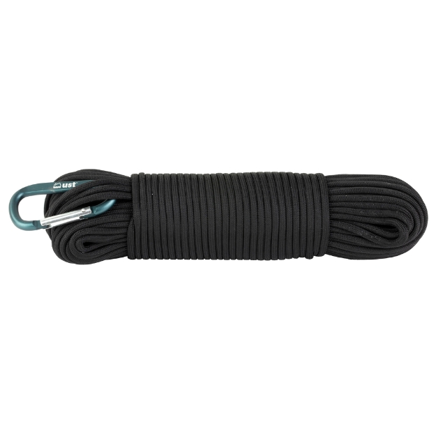 Picture of UST - Ultimate Survival Technologies Para 550 Utility Cord - 100 Foot - 100% Nylon - Includes Carabiner - Black 1146777