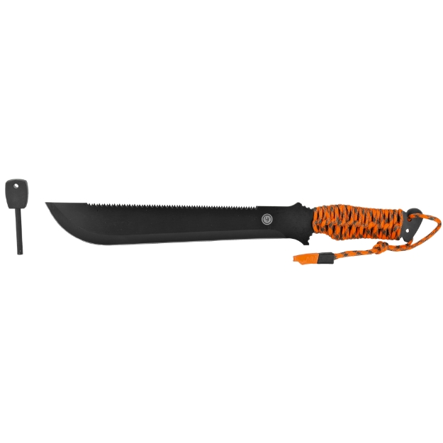 Picture of UST - Ultimate Survival Technologies Paracuda Pro Machete - Plain Edge - Black Oxide Finish - Orange ParaTinder Grip 1156909