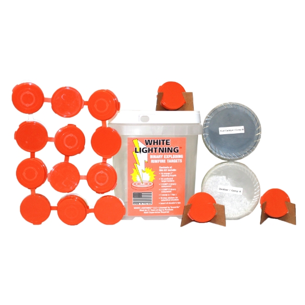 Picture of Tannerite White Lightning Rimfire Target Kit - 15 Targets and Holders - 15/Pack WLK