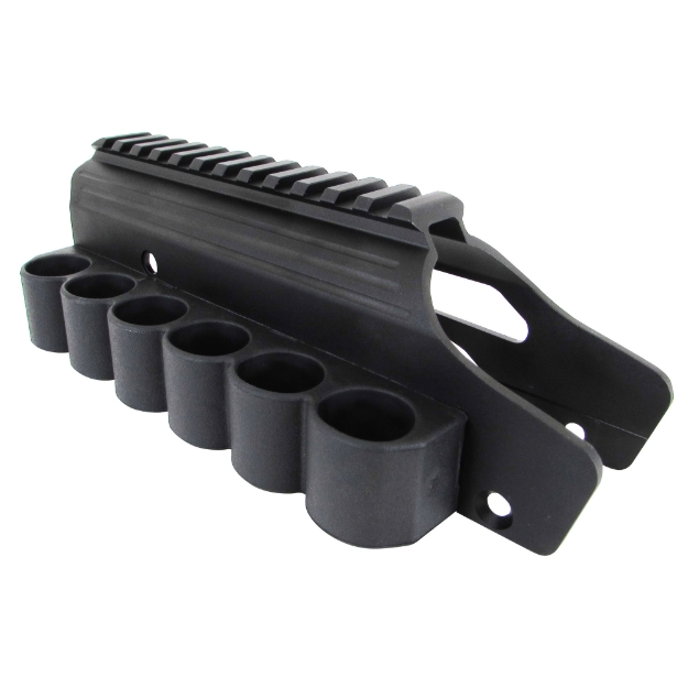 Picture of TacStar Shotgun Rail Mount with SideSaddle - 12 Gauge - Fits Mossberg 500/590 - Black Finish 1081029