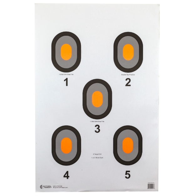 Picture of Action Target Bulls-Eye - Five Bullseye Target w/Orange Center - 100 Per Box 530-OC-100