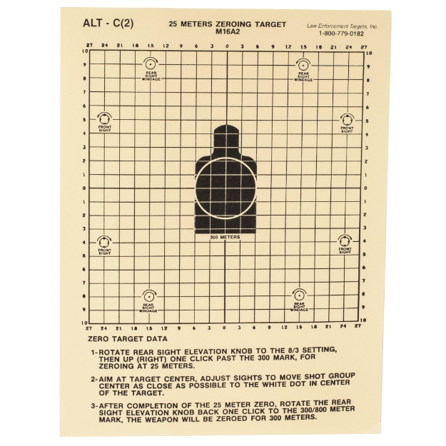 Picture of Action Target 25 Meter M16A2 Zeroing Target - Heavy Tagboard Paper - 100 Per Box ALTC(2)-100