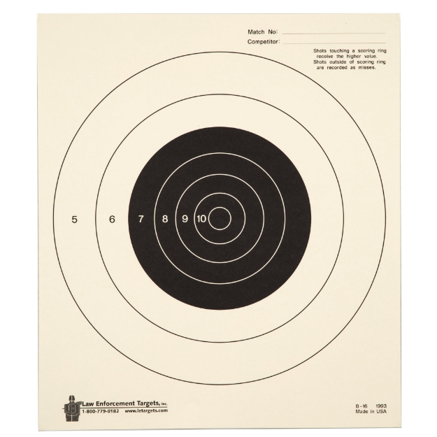 Picture of Action Target 25 Yard Slow Fire Bulls-Eye Target - Heavy Tagboard Paper - 10.5"x 12" - 100 Pack B-16-100