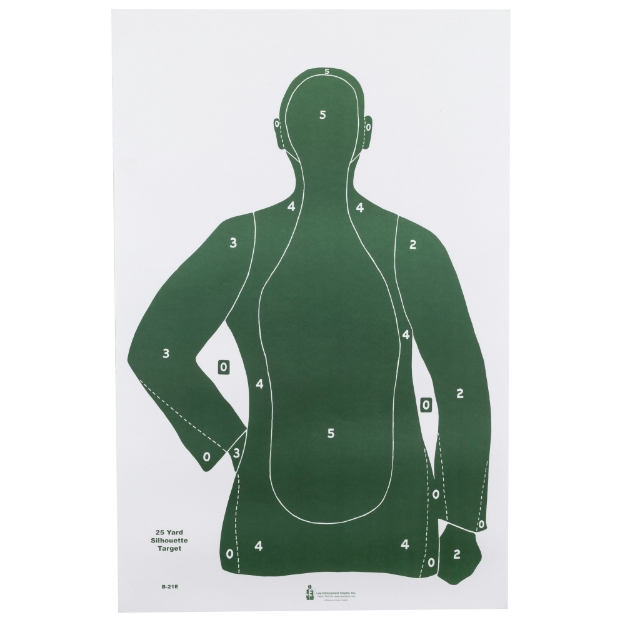 Picture of Action Target B-21E - Green Qualification Paper Target - 25 Yard Silhouette - 23"x35" - 100 Per Box B-21EGREEN-100