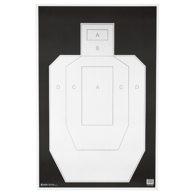 Picture of Action Target IPSC/PBKB - Unofficial IPSC Practice Target - High Visibility Black Background On White Paper - 23"x35" - 100 Per Box IPSC-PBKB-100