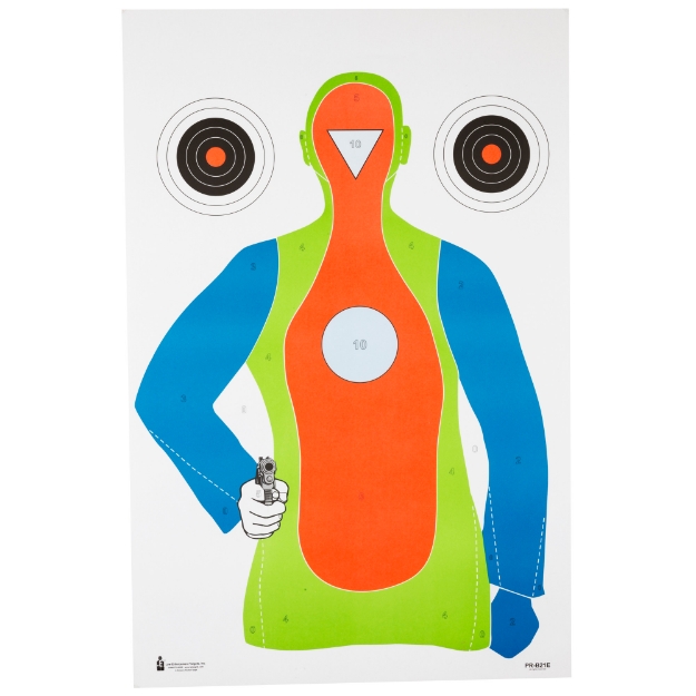 Picture of Action Target PR-B21E - High Visibility Fluorescent Target - Black/Orange/Blue/Green - 23"x35" - 100 Per Box PR-B21E-100