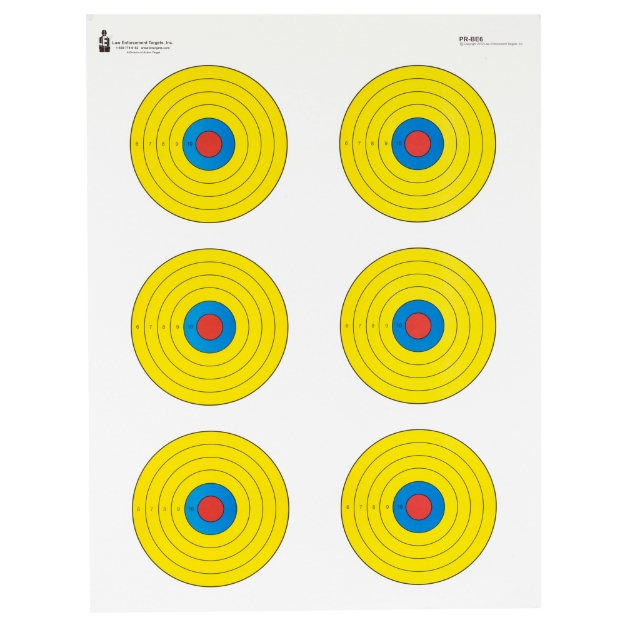 Picture of Action Target Action Target - PR-BE6 - High Visibility Fluorescent Yellow - 6 Bull's-Eye Target - Blue/Red/Yellow - 17.5"x23" - 100 Per Box PR-BE6-100