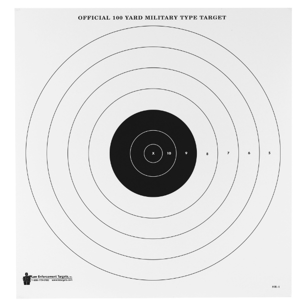 Picture of Action Target SR-1 - 100-Yard Military Bulls-Eye Target - Heavy Tagboard Paper - Black - 21"x21" - 100 Per Box SR-1-100