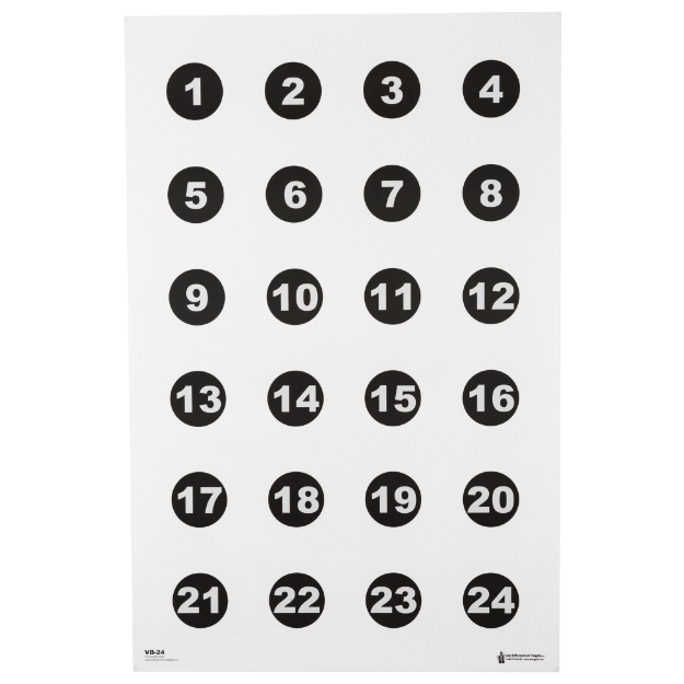 Picture of Action Target VB-24 - Command Training Target - Military 3" Numbered Circles - Numbered 1 Thru 24 - Black - 23"x35" - 100 Per Box VB-24-100