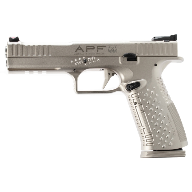 Picture of American Precision Firearms Strike One - Ergal - Semi-automatic - Striker Fired - Full Size - Aluminum Frame Pistol - 9MM - 5" Barrel - No Manual Safety - Brushed Finish - Silver - Fiber Optic Front Sight with Adjustable Rear - Optic Ready - 10 Rounds - 2 Magazines AFS1E-9-SL-10-OR