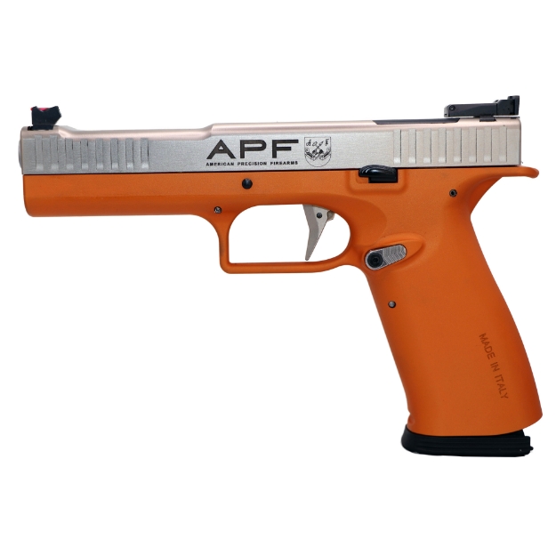 Picture of American Precision Firearms Strike One - Ergal Pro - Semi-automatic - Striker Fired - Full Size - Aluminum Frame Pistol - 9MM - 5" Barrel - No Manual Safety - Matte Finish - Orange Frame with Stainless Steel Slide - Fiber Optic Front Sight with Adjustable Rear - Optic Ready - 10 Rounds - 2 Magazines AFS1EP-9-OG-10-OR