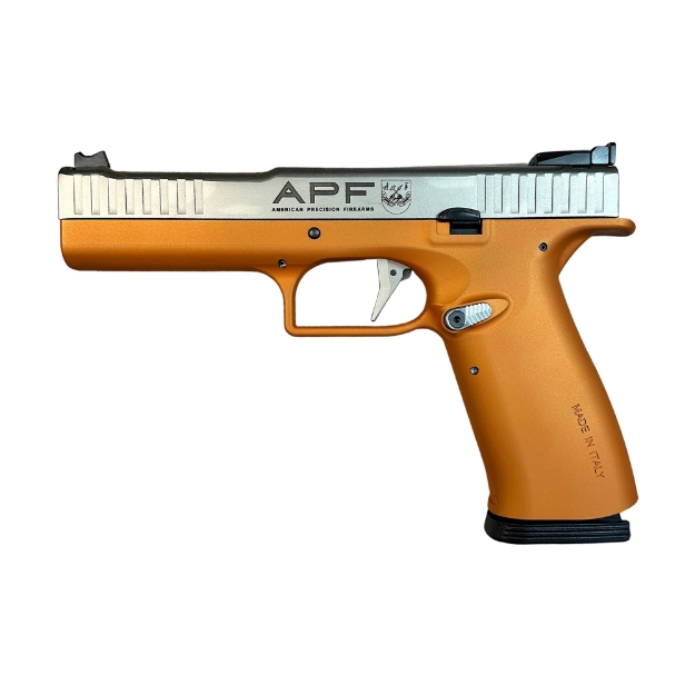 Picture of American Precision Firearms Strike One - Ergal Pro - Semi-automatic - Striker Fired - Full Size - Aluminum Frame Pistol - 9MM - 5" Barrel - No Manual Safety - Matte Finish - Orange Frame with Stainless Steel Slide - No Front Sight - Optic Ready - 10 Rounds - 2 Magazines AFS1EP-9-OR-10-OR