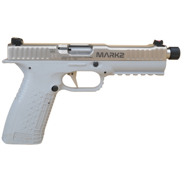 Picture of American Precision Firearms Strike One - Mark II - Semi-automatic - Striker Fired - Full Size - Polymer Frame Pistol - 9MM - 5.4" Threaded Barrel - Fiber Optic Front Sight - No Manual Safety - Matte Finish - Silver Frame and Slide - 17 Rounds - 2 Magazines AFS1MII-9-SL-17