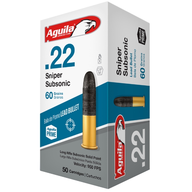 Picture of Aguila Ammunition Rimfire - Sniper Subsonic - 22LR - 60Gr - Solid Point Bullet - 50 Round Box 1B220112