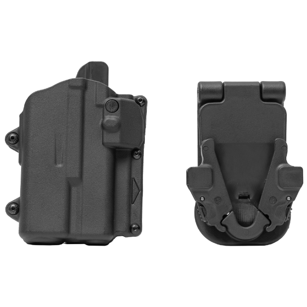 Picture of Rapid Force Rapid Force Level II Slim - Outside the Waistband Holster - Fits Glock 19/23/32/45 with Light - Quick Detach System - Polymer - Black - Right Hand R2-LB-0057-R-B-L1-D