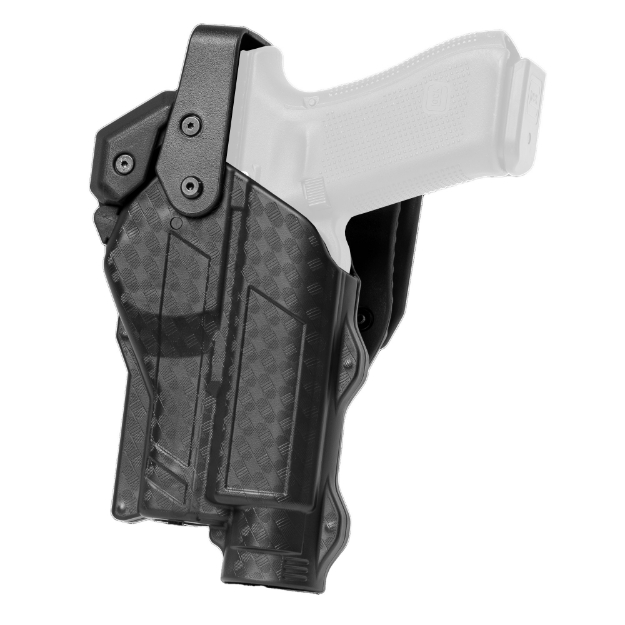 Picture of Rapid Force Rapid Force Duty Holster - Outside the Waistband Holster - Level 3 Retention - Fits Glock 17/22/31 with Light and Red Dot Sight - Mid Ride - Right Hand - Basket Weave Finish - Polymer - Black RFS-0601-R-BB-100-D