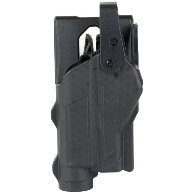 Picture of Rapid Force Rapid Force Duty Holster - Outside the Waistband Holster - Level 3 Retention - Fits Glock 17/31/47/22 (Will Not Fit Gen 5 G22) with Light - Basket Weave Finish - Mid Ride - Right Hand - Polymer - Black RFS-0601-R-BB-9-D