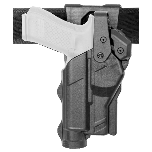 Picture of Rapid Force Rapid Force Duty Holster - Outside the Waistband Holster - Level 3 Retention - Fits Glock 17/31/47/22 (Will Not Fit Gen 5 G22) with Light and Red Dot Optic - Low Ride - Right Hand - Polymer - Black RFS-0601-R-MB-111-D