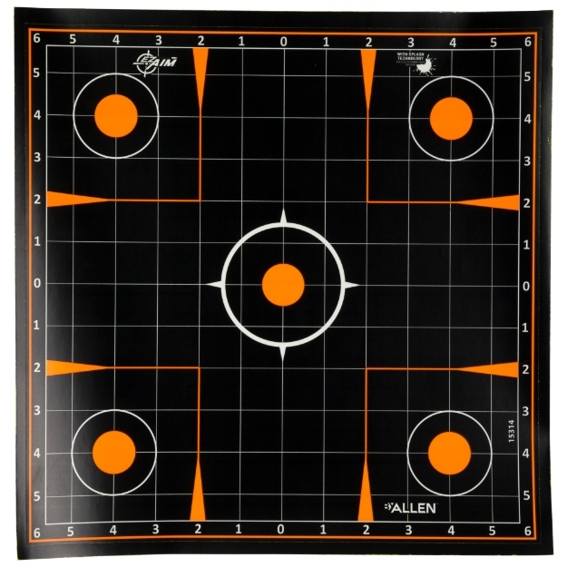 Picture of Allen EZ AIM Adhesive - Sight-In Grid - 12" Square - 10 Pack - Black/Orange 1531410