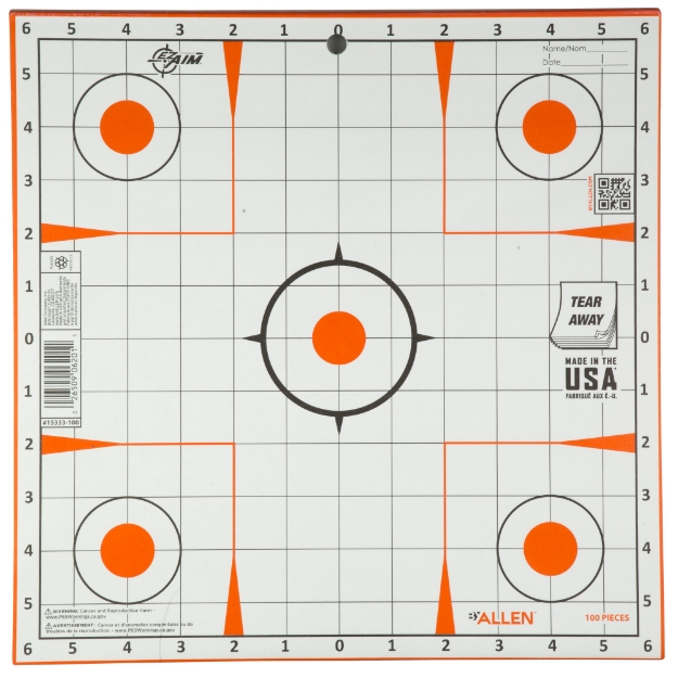 Picture of Allen EZ AIM Adhesive - Bullseye - 12"x12" - 100 Pack - White and Orange 15333-100