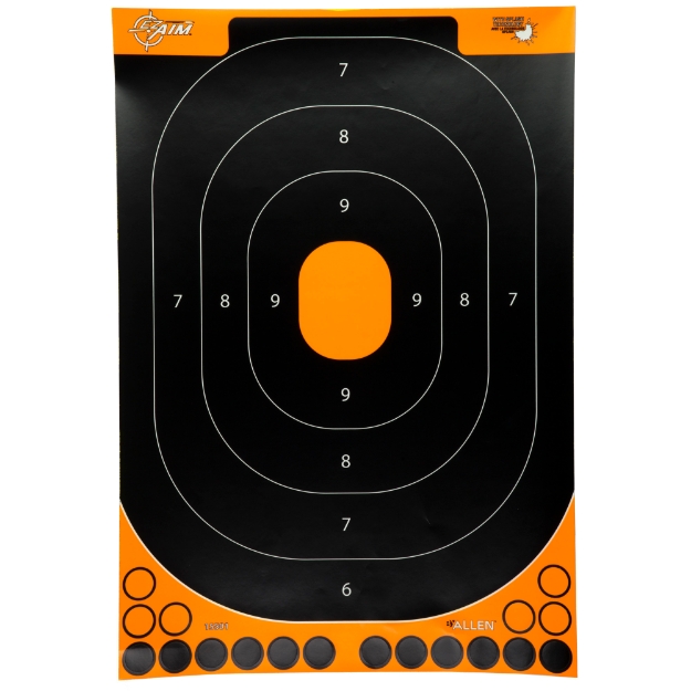 Picture of Allen EZ AIM Adhesive - Handgun Trainer - 12" x 18" - 5 Pack - Black/Orange 15501