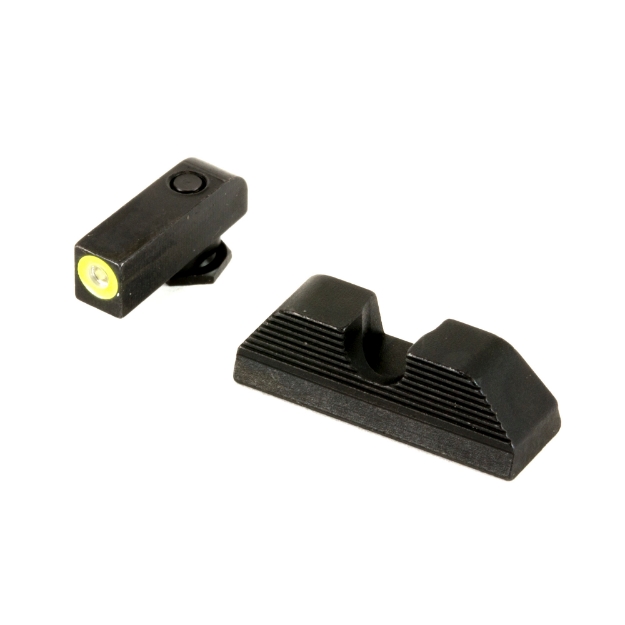 Picture of AmeriGlo UC - Sight - Fits Glock 17,19,22,23,24,26,27,33,34,35,37,38,39 - Green Tritium LimeGreen Lumi Outline Front - Black Serrated Round Notch Rear GL-354