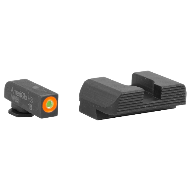 Picture of AmeriGlo Protector - Night Sight Set - For Glock 42/43/43X/48 - Front/Rear - Green Tritium Orange Outline Front - Black Serrated Rear GL-436